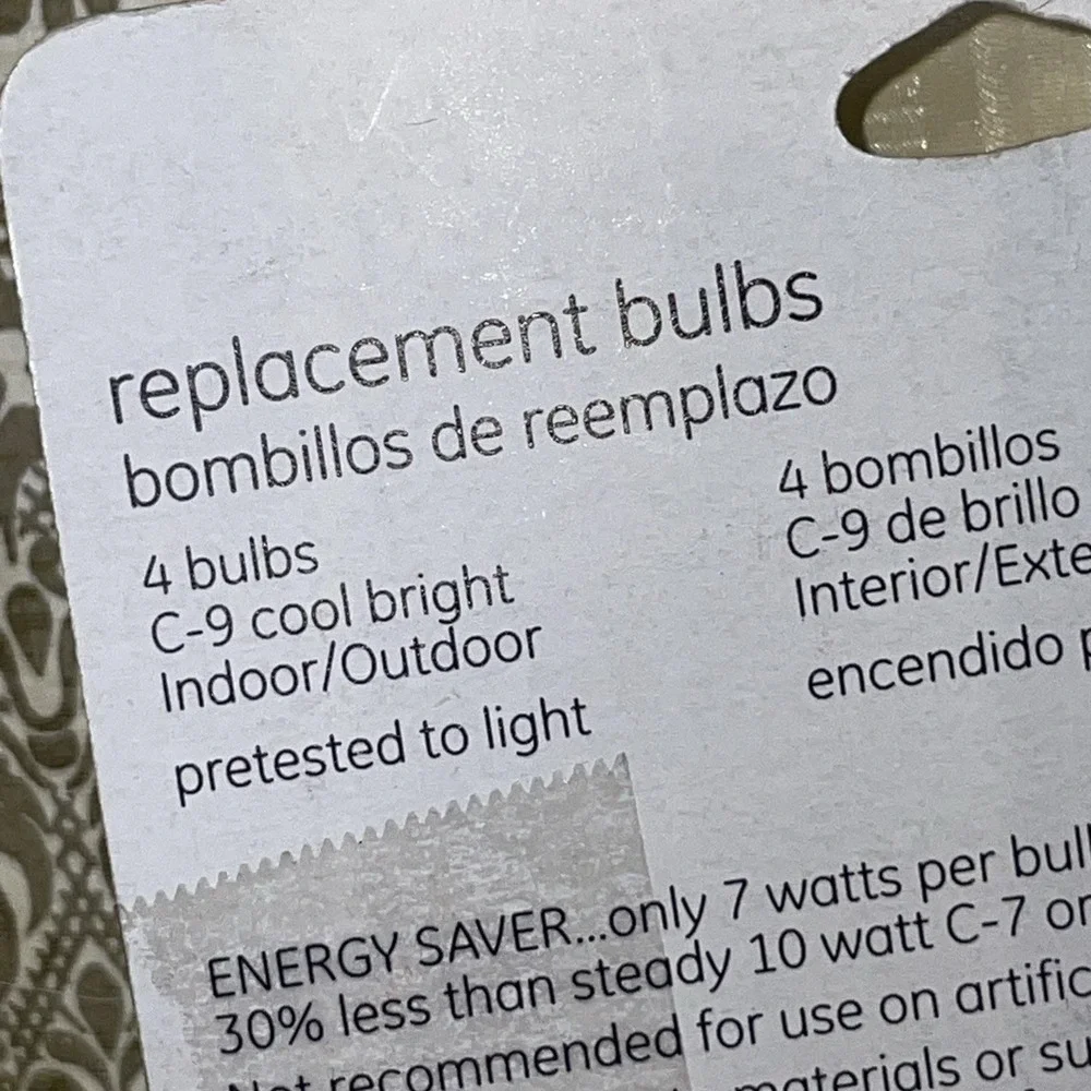 x8 GE C9 clear cool bright replacement‎ light bulbs 7 Watt